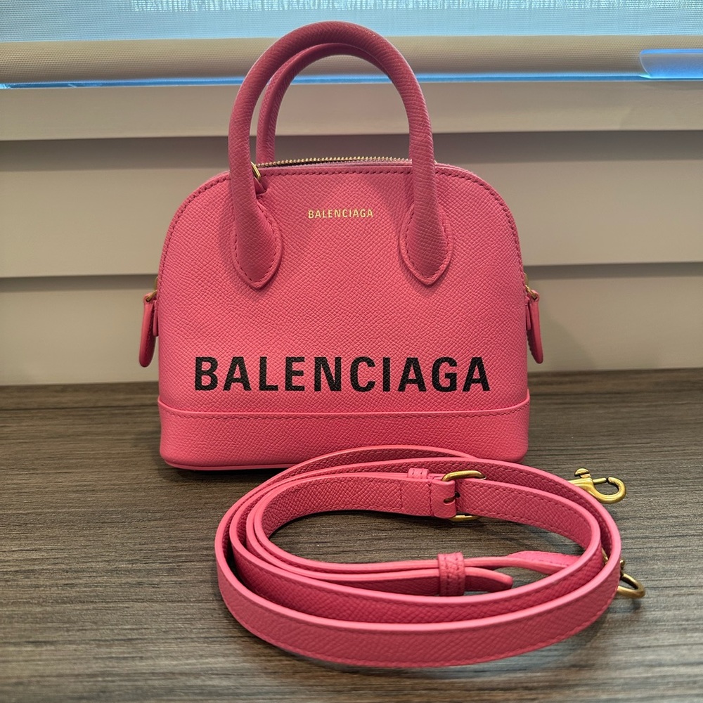 Balenciaga XXS logo Ville Top Handle 2 way in pink